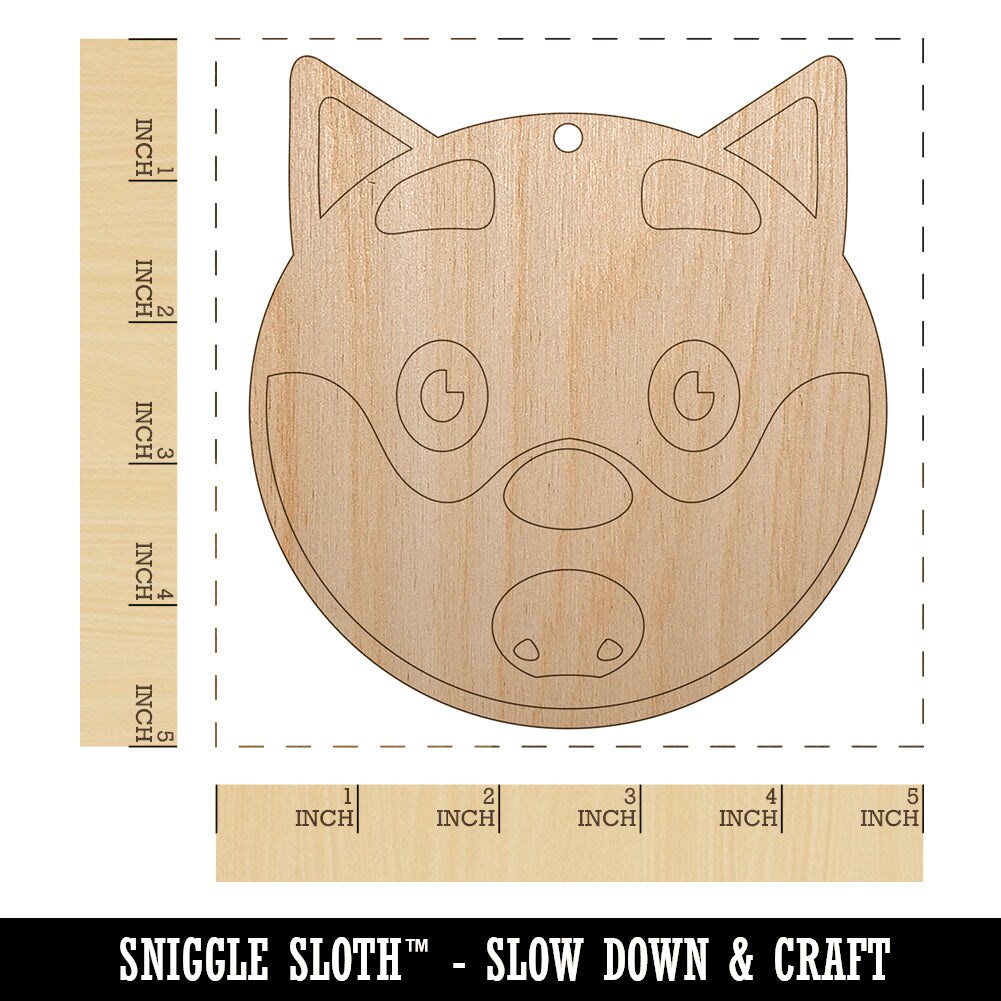 Husky Dog Face Shocked Unfinished Craft Wood Holiday Christmas Tree DIY Pre-Drilled Ornament