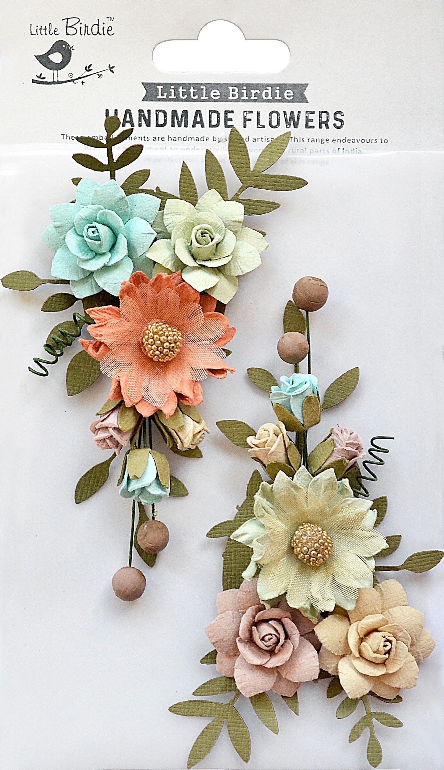 Little Birdie Fairy Rosa Paper Flowers 2/Pkg
