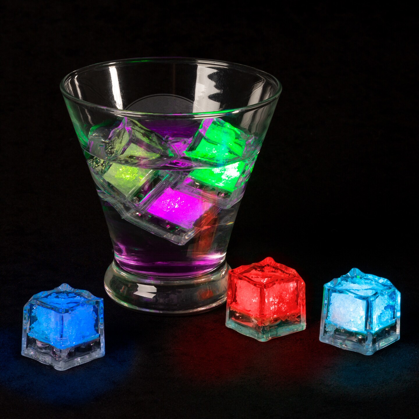Lavish Home 12 LED Waterproof Ice Cube Shaped Lights Drinks Wine Light Up Water Activated