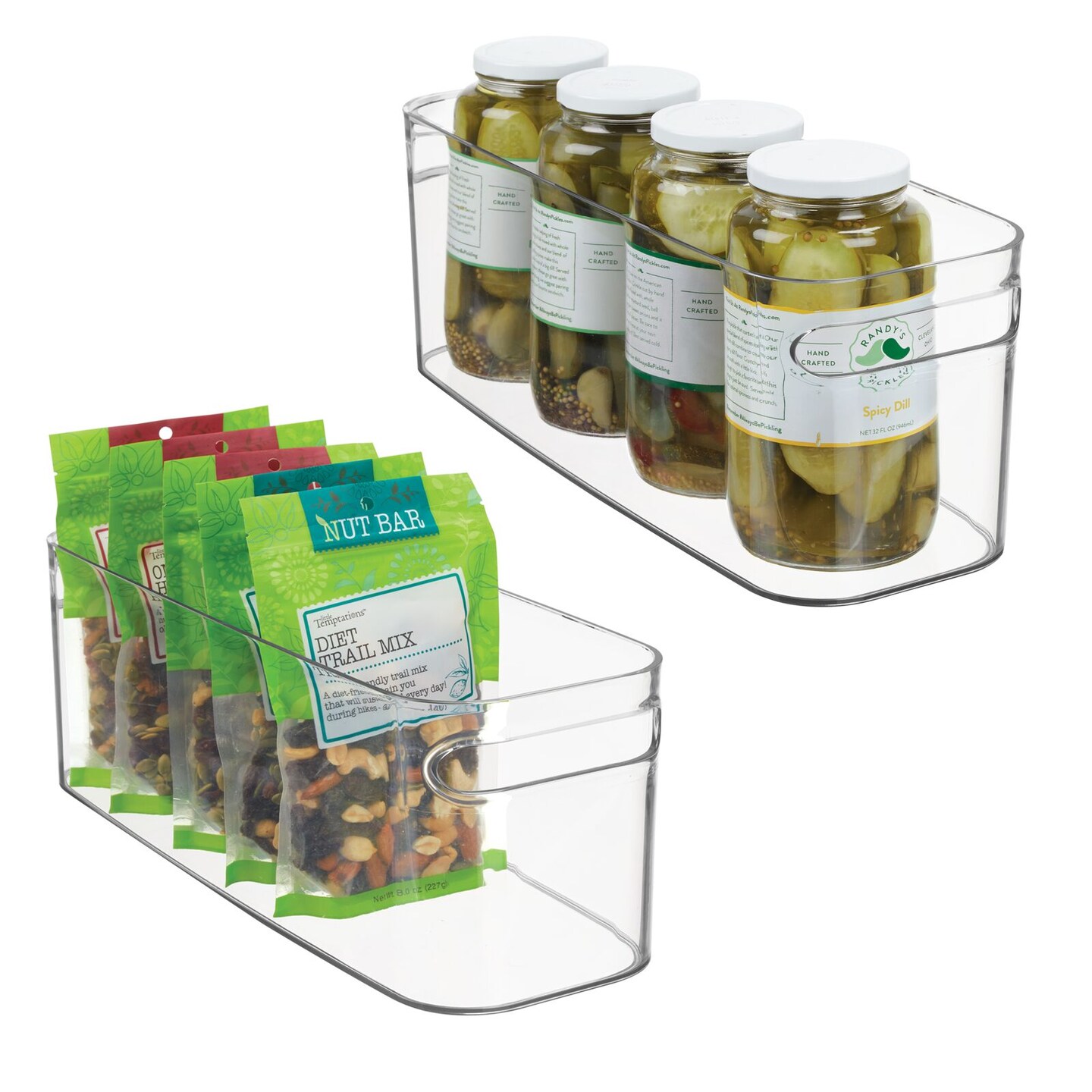 mDesign Wide Plastic Kitchen or Pantry Food Storage Organizer Bin, 2 Pack, Clear