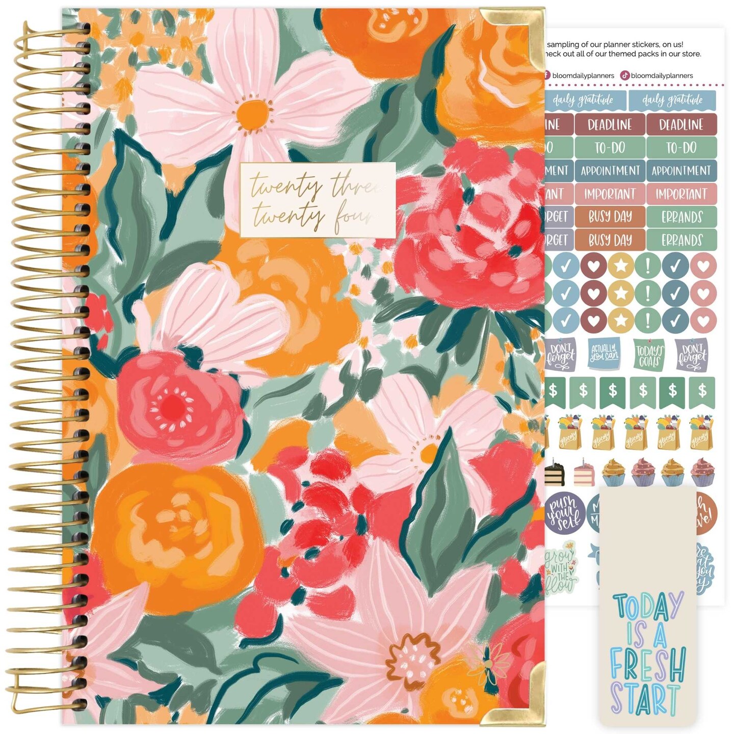 bloom daily planners 202324 Hard Cover Planner, 5.5" x 8.25", Floral Gouache Michaels