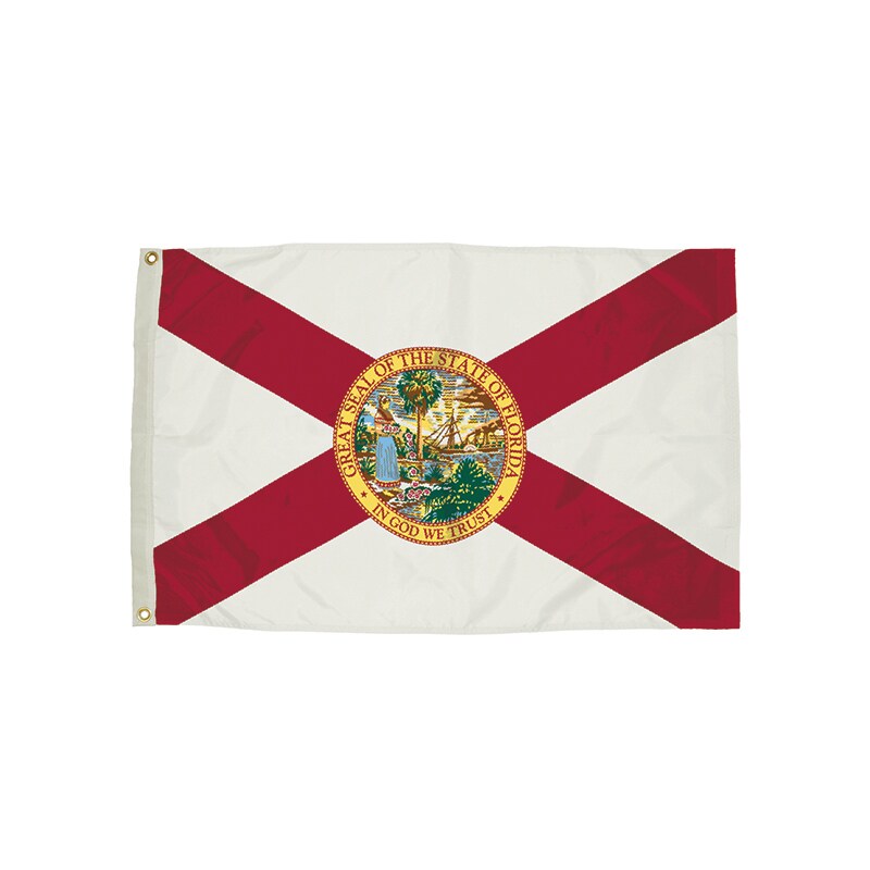 Durawavez Nylon Outdoor Flag with Heading &#x26; Grommets, Florida, 3ft x 5ft