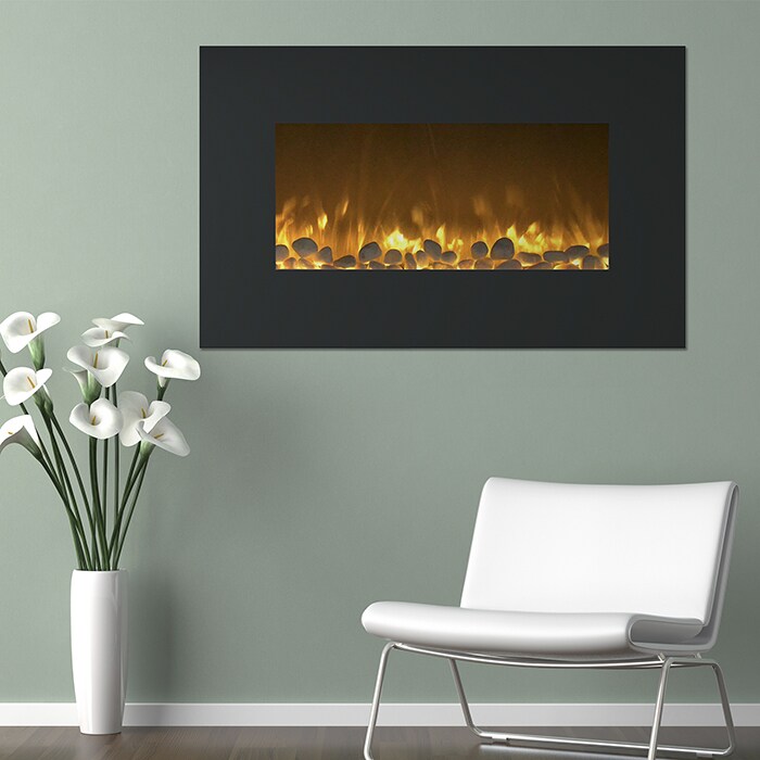 Northwest 36 Inch Color Changing Electric Fireplace Wall Mount Flat Black