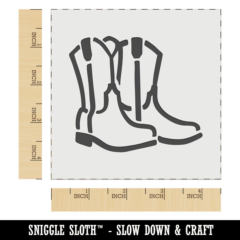 Simple Cowboy Cowgirl Boots Country Farm Life Wall Cookie DIY Craft Reusable Stencil