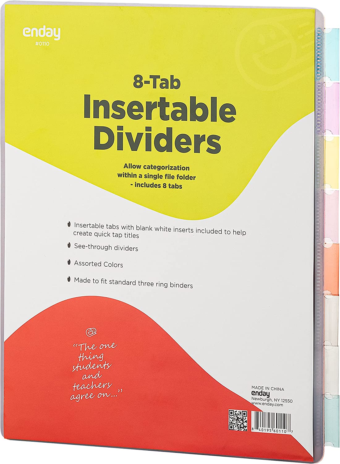 Enday 3-Ring Binder Dividers W/ Insertable Color Tabs