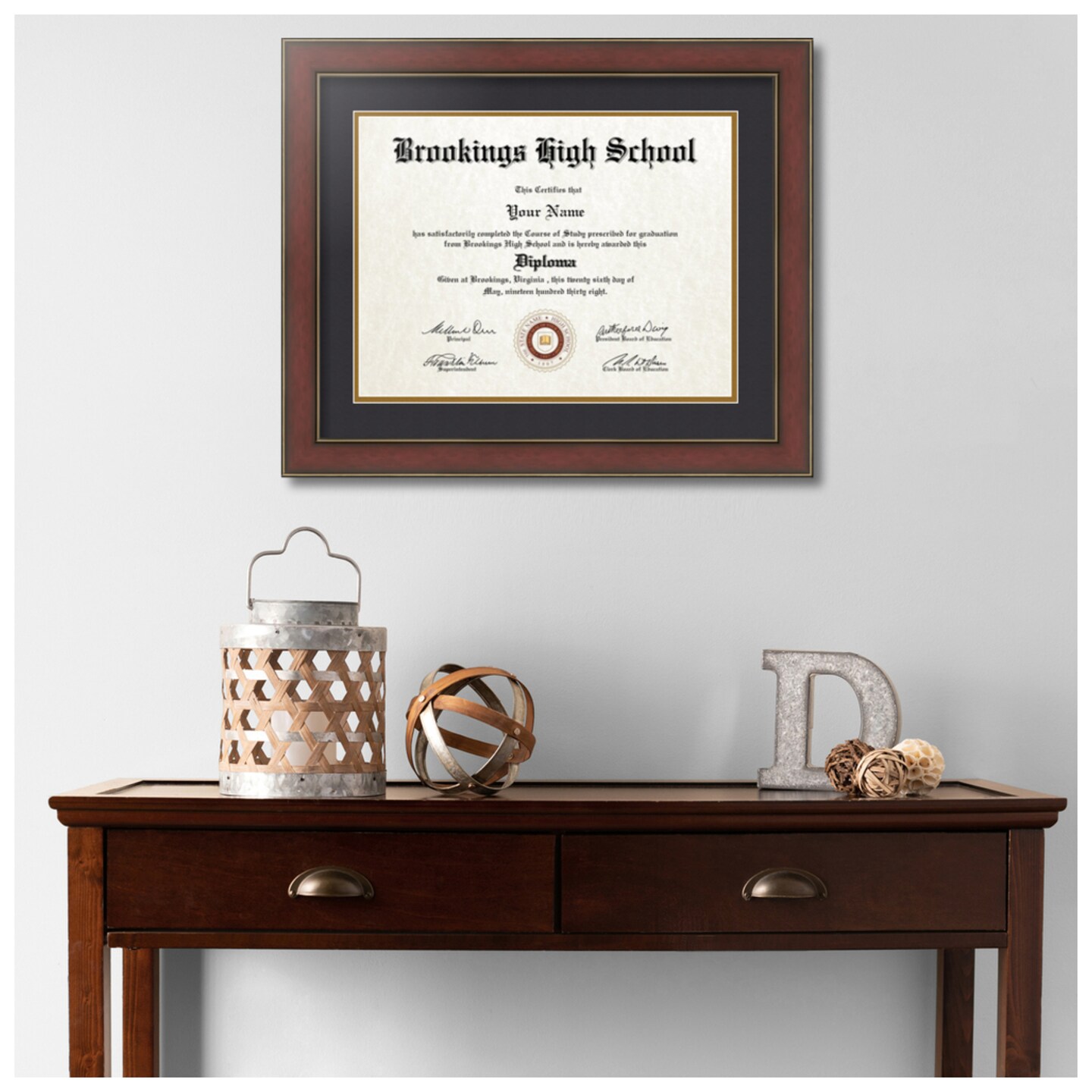 ArtToFrames 12x16 inch Diploma Frame - Framed with Black and Gold Mats, Comes with Regular Acrylic and Wire Hanger for Wall Hanging (D-12x16)