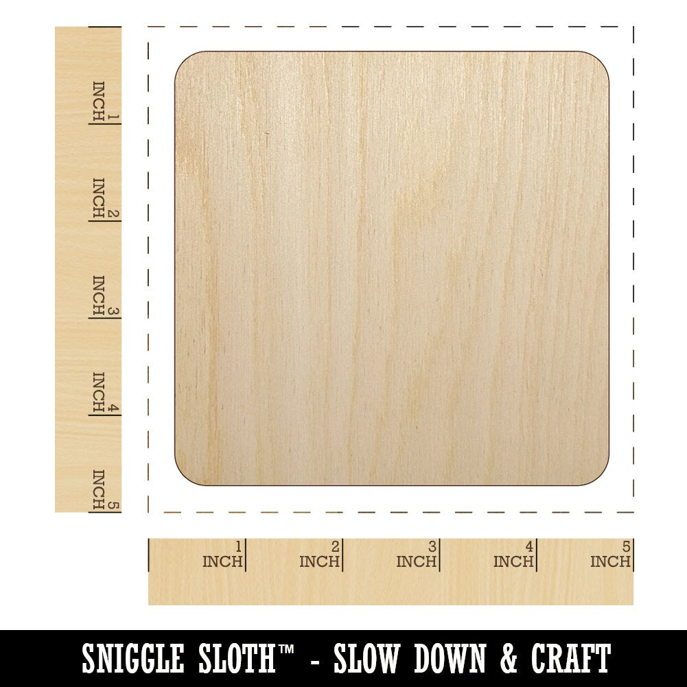 Square Rounded Corners Unfinished Wood Shape Piece Cutout for DIY Craft Projects