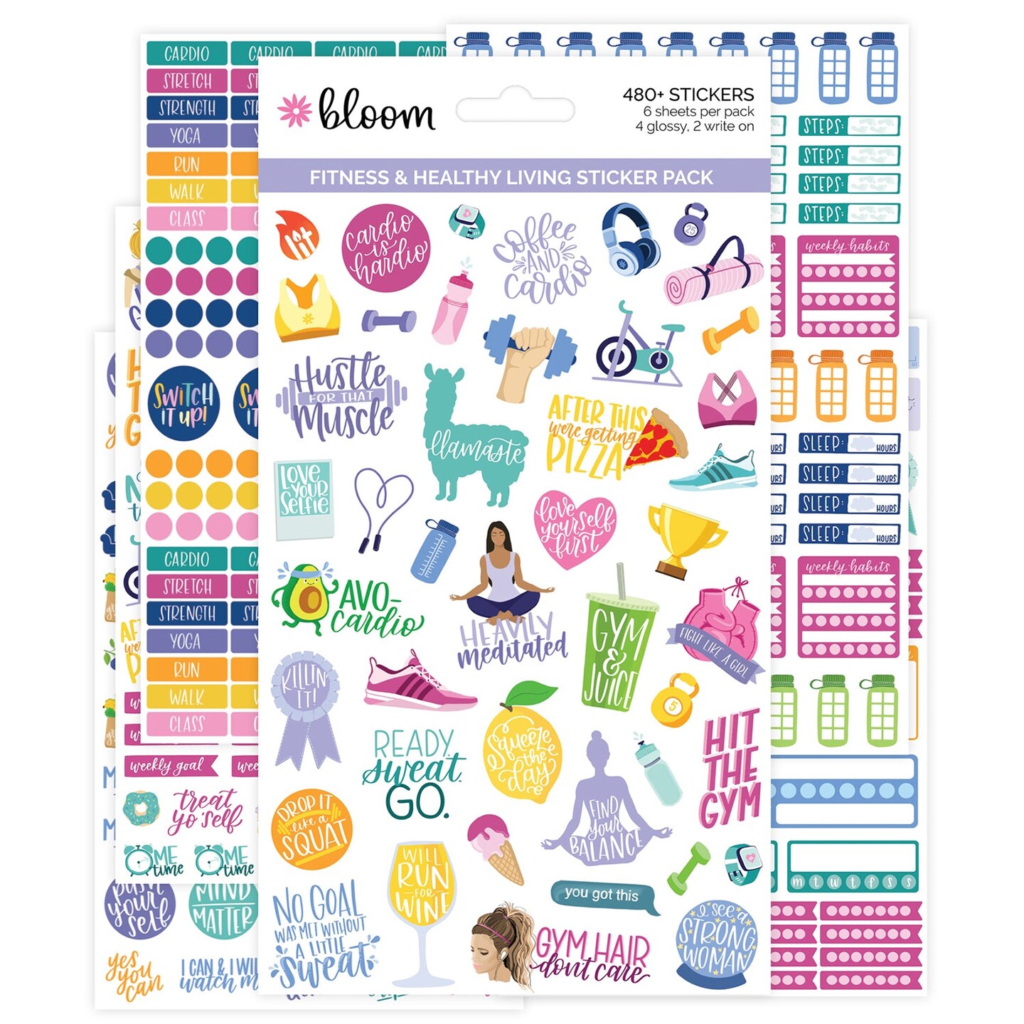 bloom daily planners Sticker Sheets, Fitness & Healthy Living Stickers ...