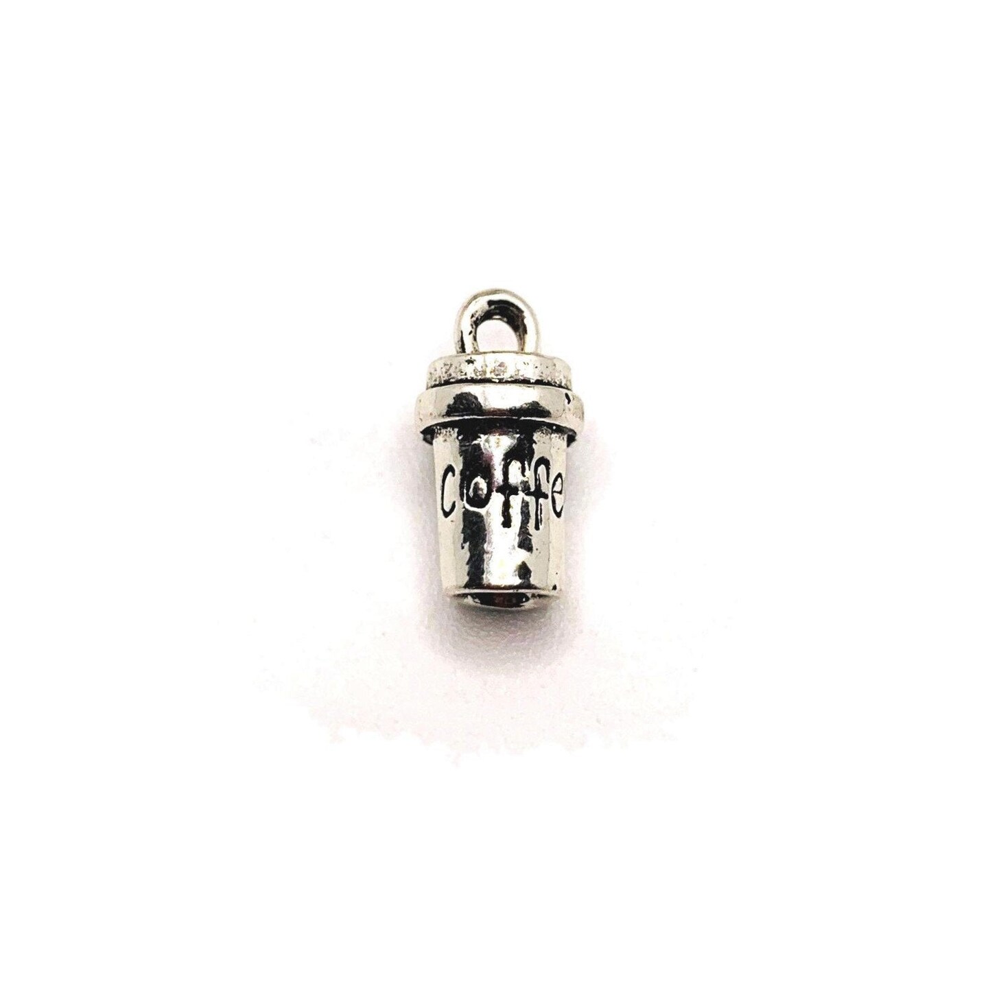 4, 20 or 50 Pieces: Silver Coffee Cup 3D Charms