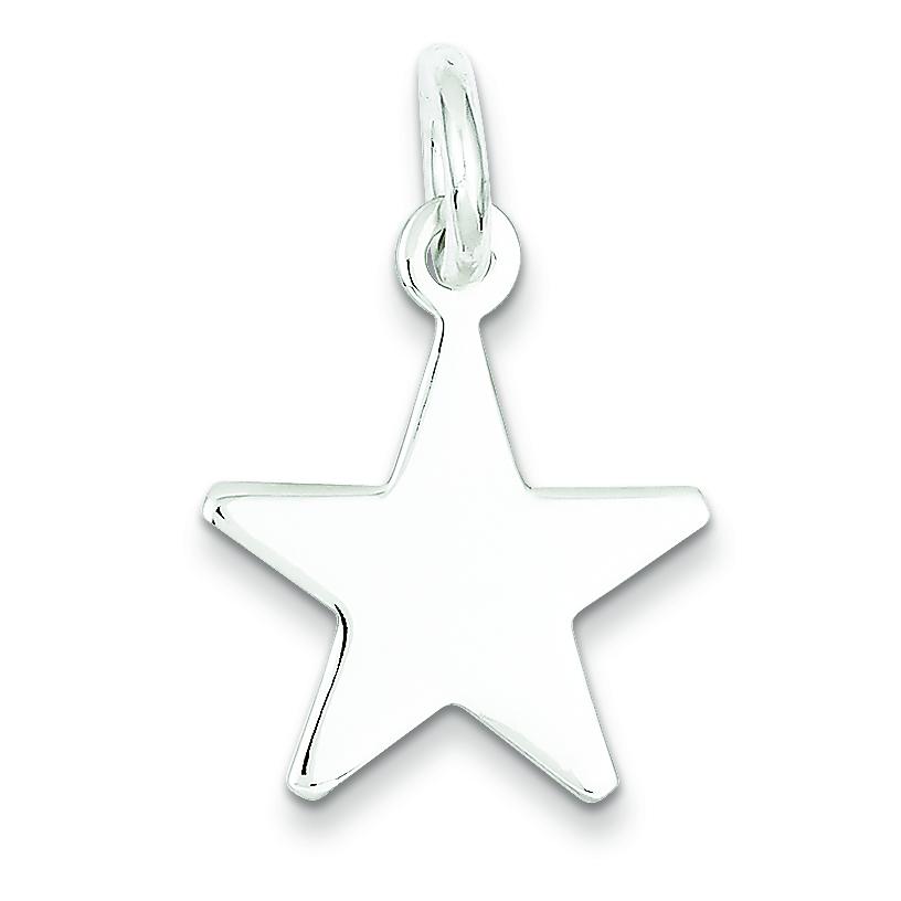 Sterling Silver Star Charm &#x26; 18&#x22; Chain Jewerly 30mm x 20mm