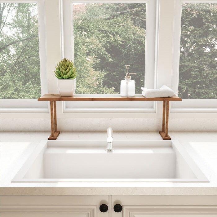 Bamboo Sink Shelf Organizer 30X9 Lightweight Multi-Purpose Storage Kitchen Bathroom