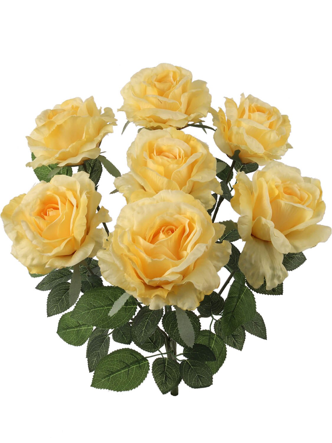 20&#x22; Yellow Rose Bush Set of 6 - Vibrant Artificial Flowers, Indoor/Outdoor Decor, Perfect for Home, Events, and Weddings - Year-Round Display, Floral Home by Artificial Flowers