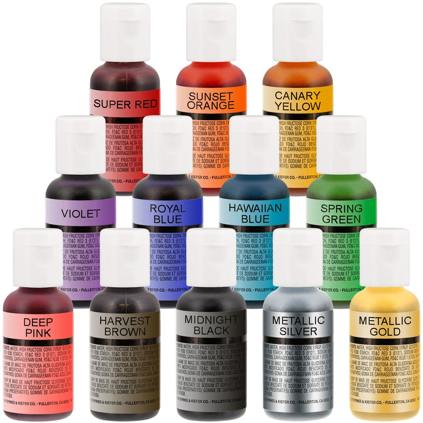 Complete Cake Decorating Airbrush Kit with a Full Selection of 12 Vivid