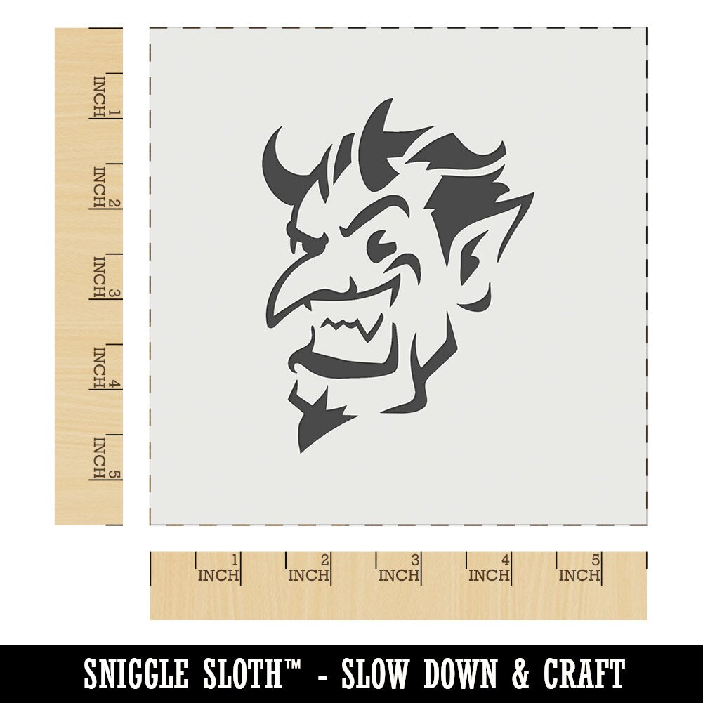 Impish Smiling Devil Demon with Horns Wall Cookie DIY Craft Reusable Stencil