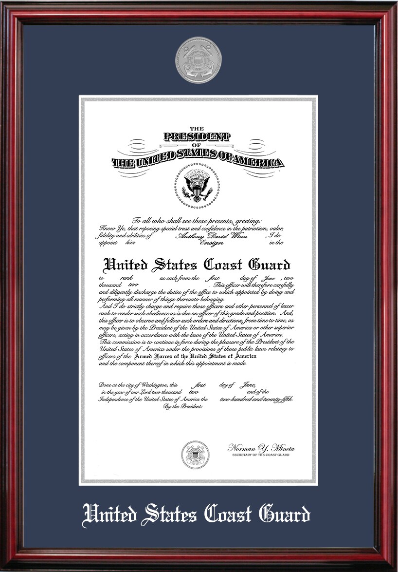 Patriot Frames Coast Guard 10x14 Certificate Petite Frame with Silver Medallion