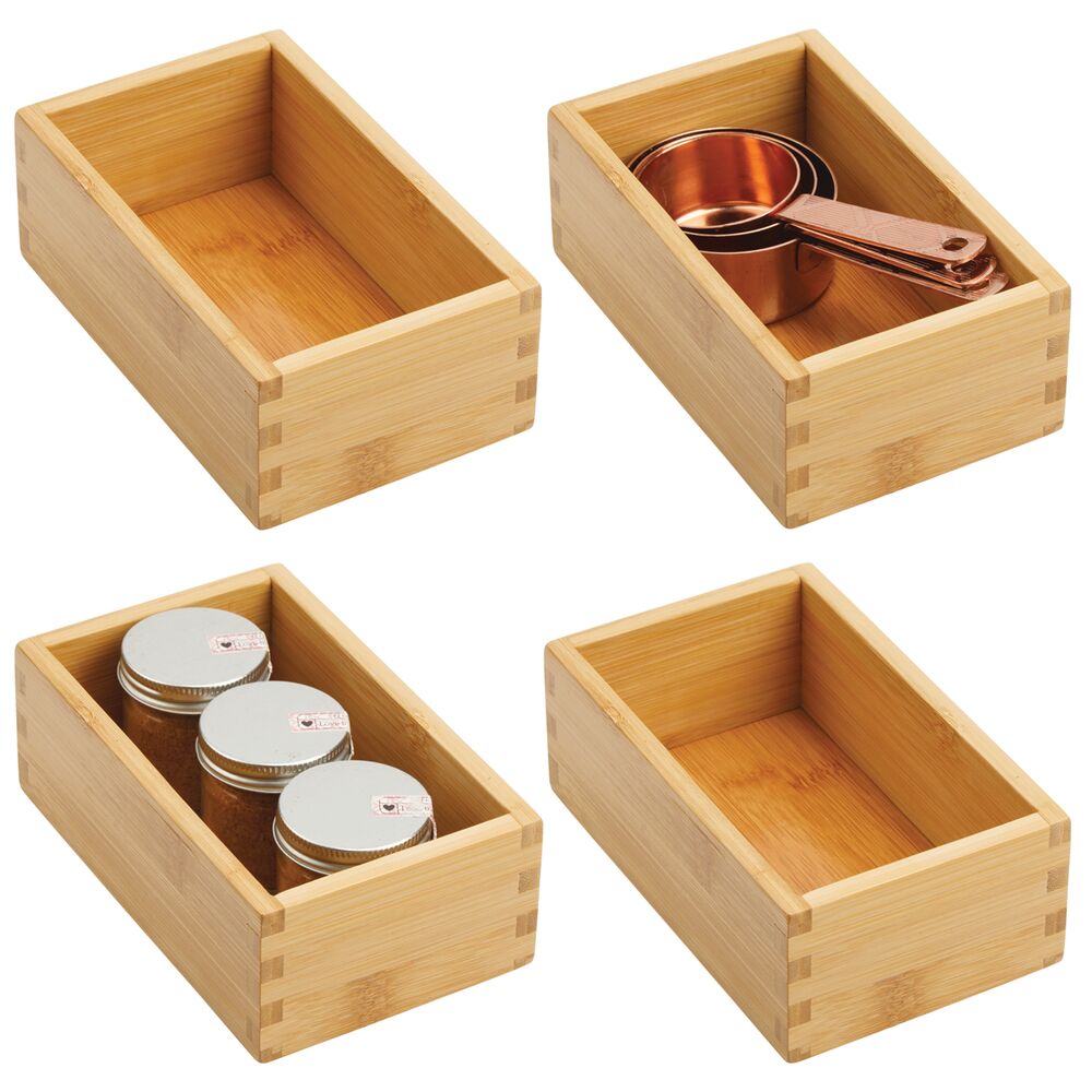 mDesign Bamboo Drawer Organizer Tray for Office