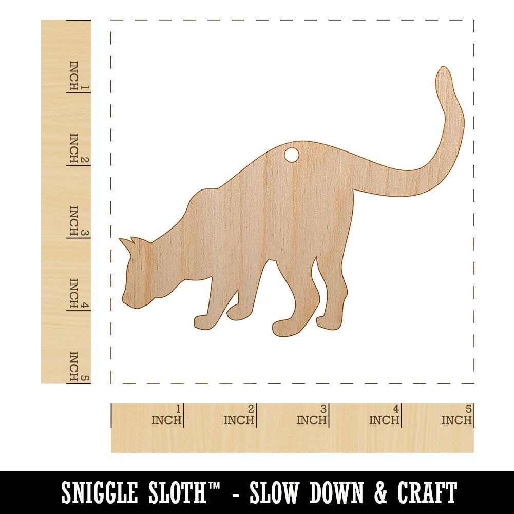 Curious Cat Solid Unfinished Craft Wood Holiday Christmas Tree DIY Pre-Drilled Ornament