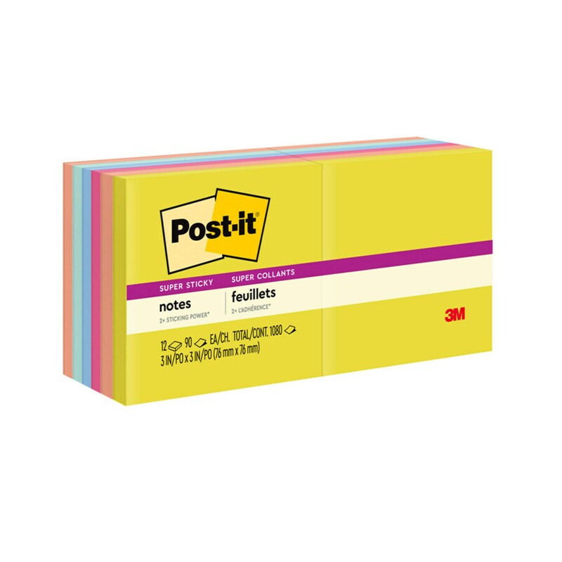 Post-it Super Sticky Notes - Summer Joy Collection - 3 x 3 Plain