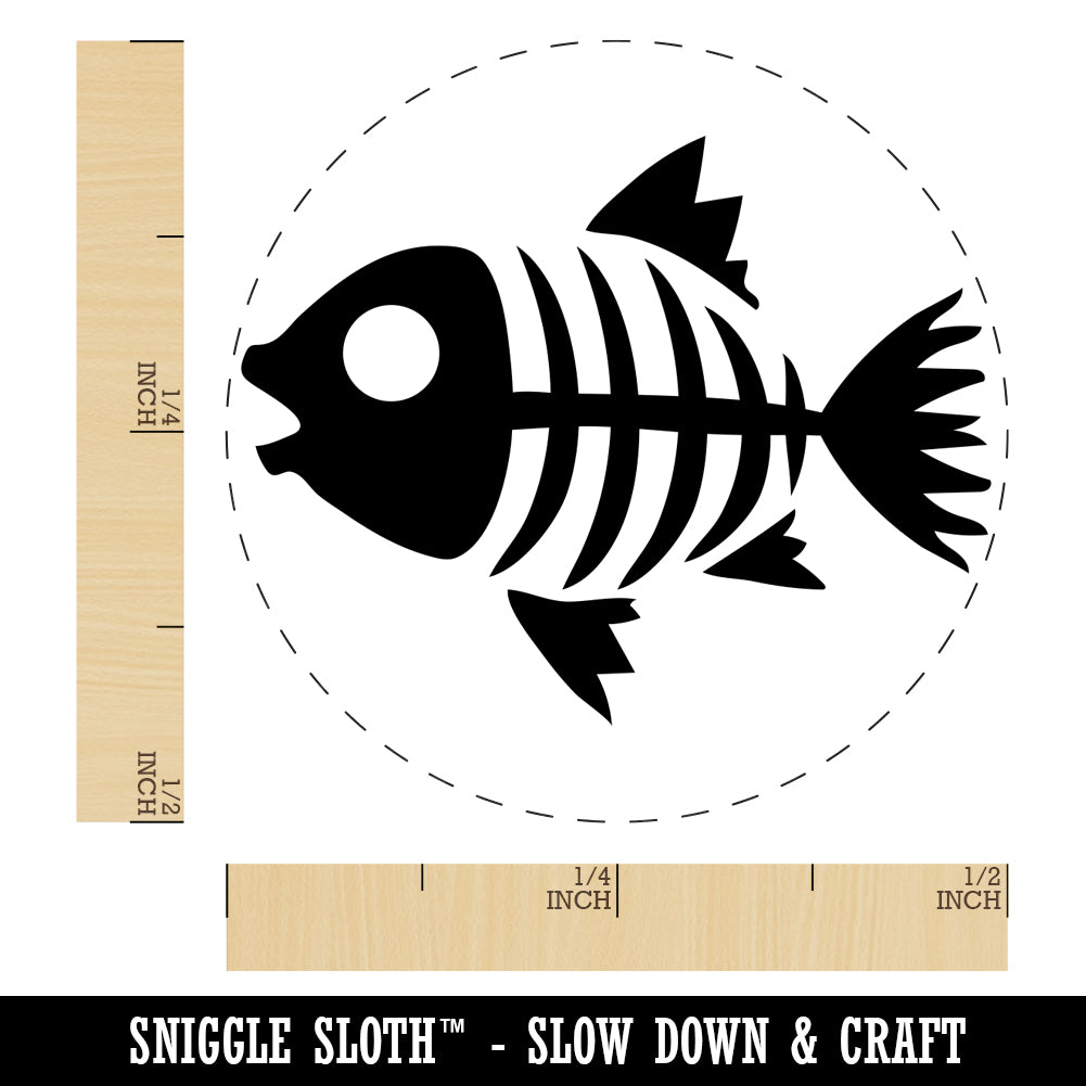 Fish Skeleton Bones Self-Inking Rubber Stamp for Stamping Crafting Planners