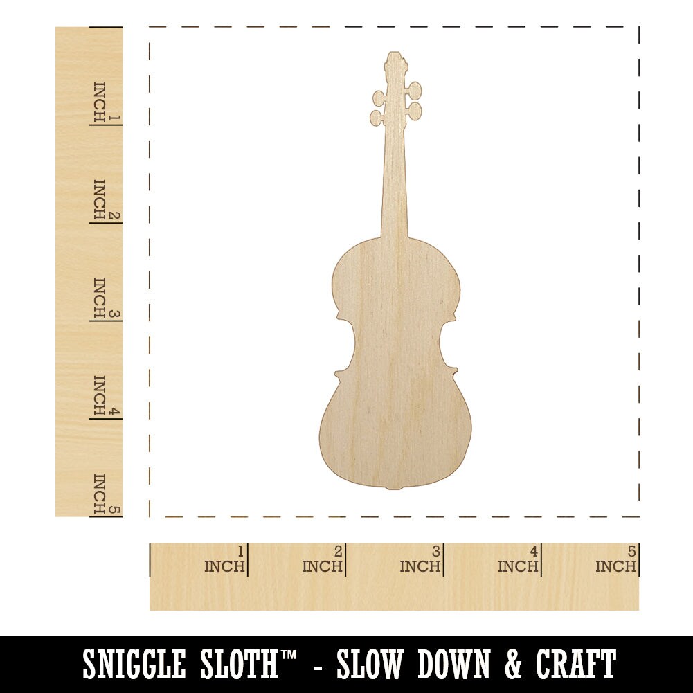 Violin Music Instrument Silhouette Unfinished Wood Shape Piece Cutout for DIY Craft Projects