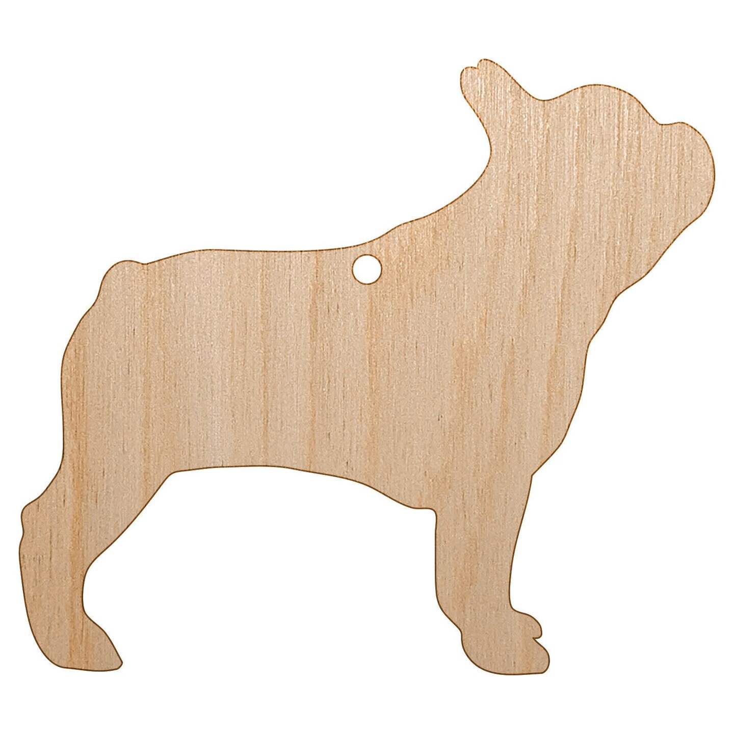 French Bulldog Dog Solid Unfinished Craft Wood Holiday Christmas Tree DIY Pre-Drilled Ornament