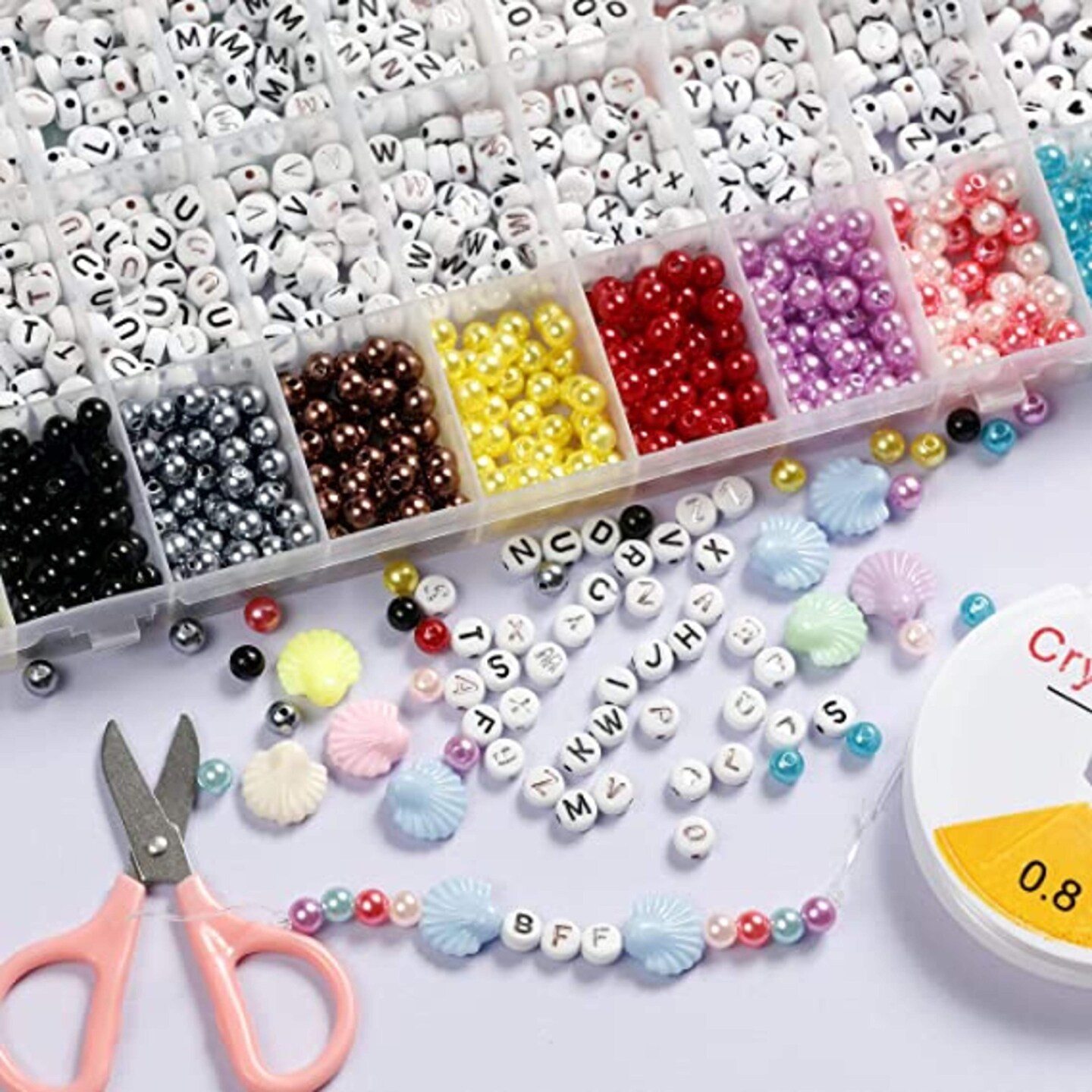 Incraftables Pony Beads for Bracelets Making 9mm & 3 Colors Letter Beads for Jewelry Making (7mm, 1080pcs) for DIY Friendship Bracelets & Crafts, Jewelry & Hair Craft