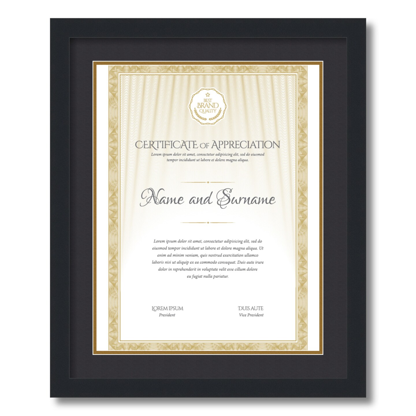 ArtToFrames 18x14 inch Diploma Frame - Framed with Black and Gold Mats, Comes with Regular Acrylic and Sawtooth Hanger for Wall Hanging (D-18x14)