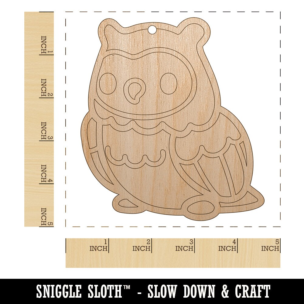 Kawaii Cute Owl Bird Unfinished Craft Wood Holiday Christmas Tree DIY Pre-Drilled Ornament