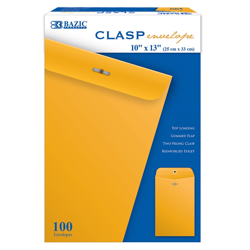 Clasp Envelopes, 10&#x22; x 13&#x22;, Pack of 100