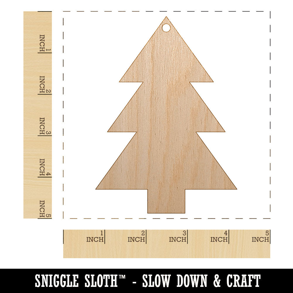 Pine Tree Unfinished Craft Wood Holiday Christmas Tree DIY Pre-Drilled Ornament