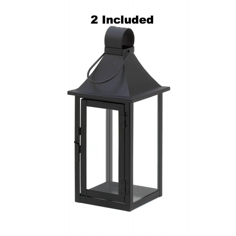 Home Locomotion Set of 2 Classic Black Iron Candle Lanterns