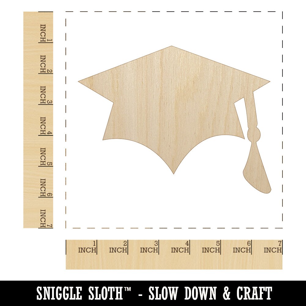 Graduation Cap Solid Unfinished Wood Shape Piece Cutout for DIY Craft Projects