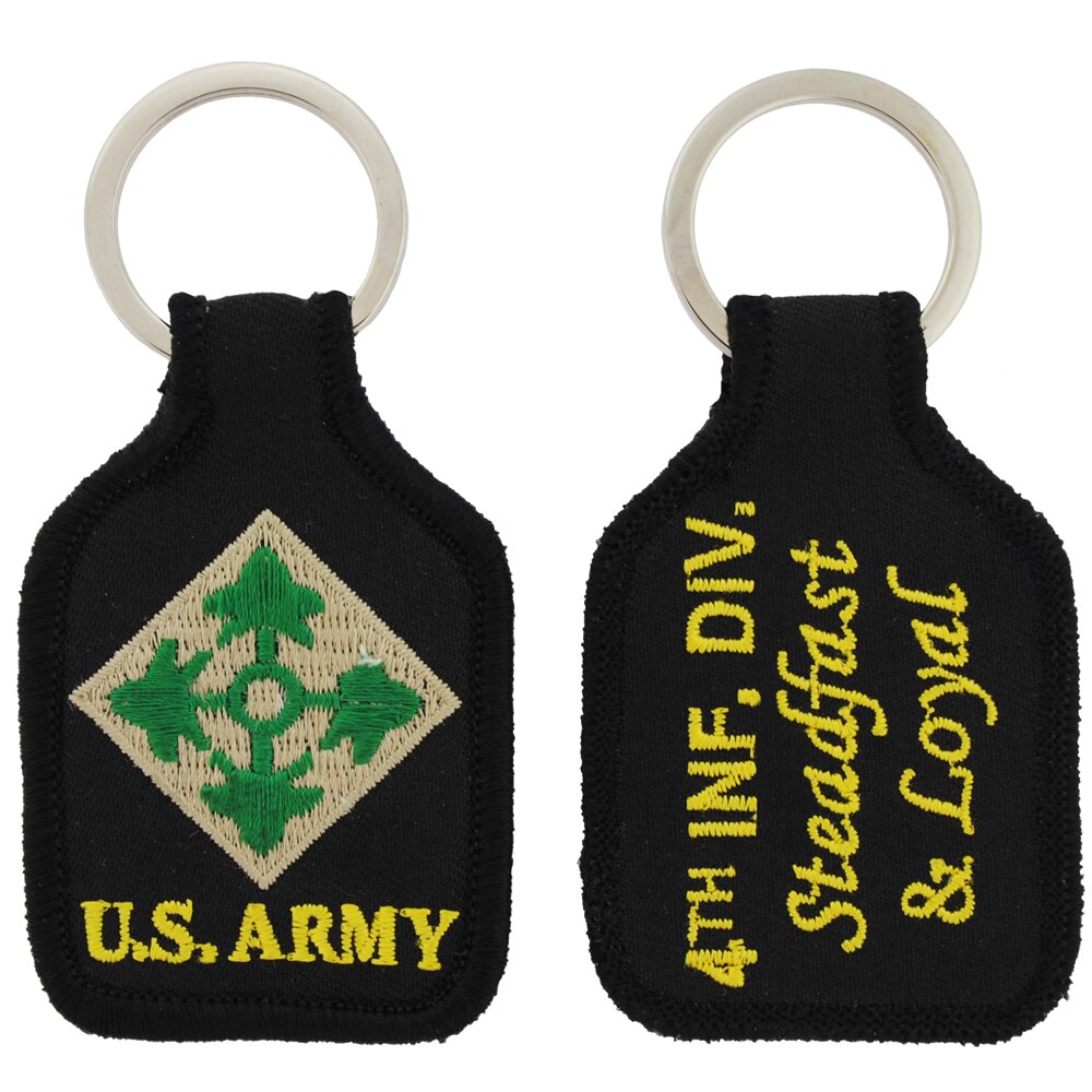 U.S. Army 4th Infantry Division Steadfast & Loyal Embroidered Key Ring KeyChain