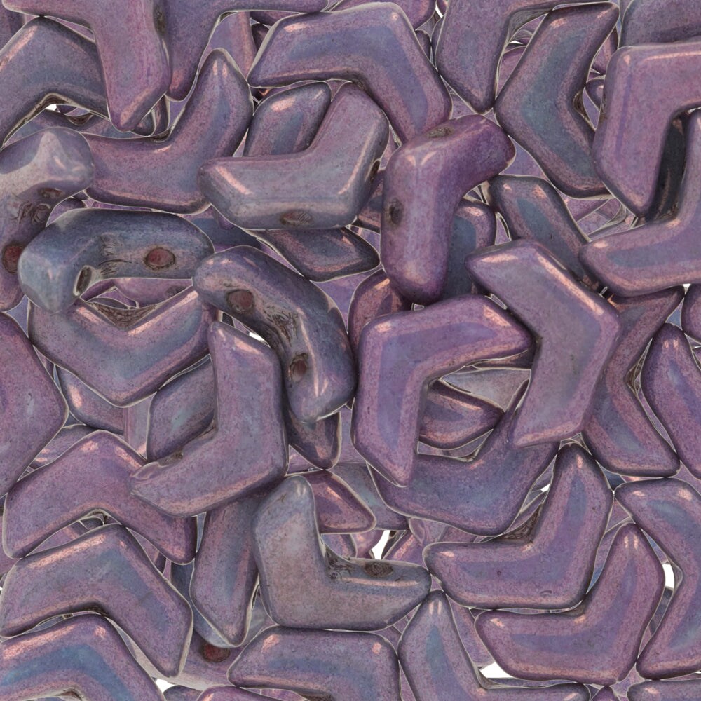 Vee Bead, 2 hole chevron, Luster Metallic Amethyst, 25 pieces