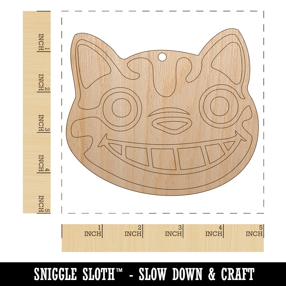 Grinning Cheshire Cat Unfinished Craft Wood Holiday Christmas Tree DIY Pre-Drilled Ornament