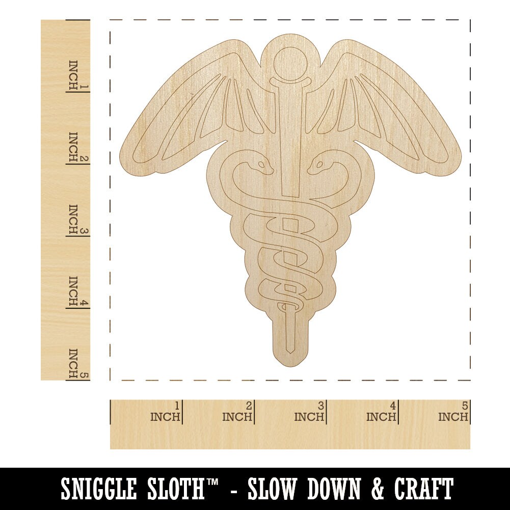 Caduceus Health Medical Symbol Unfinished Wood Shape Piece Cutout for ...