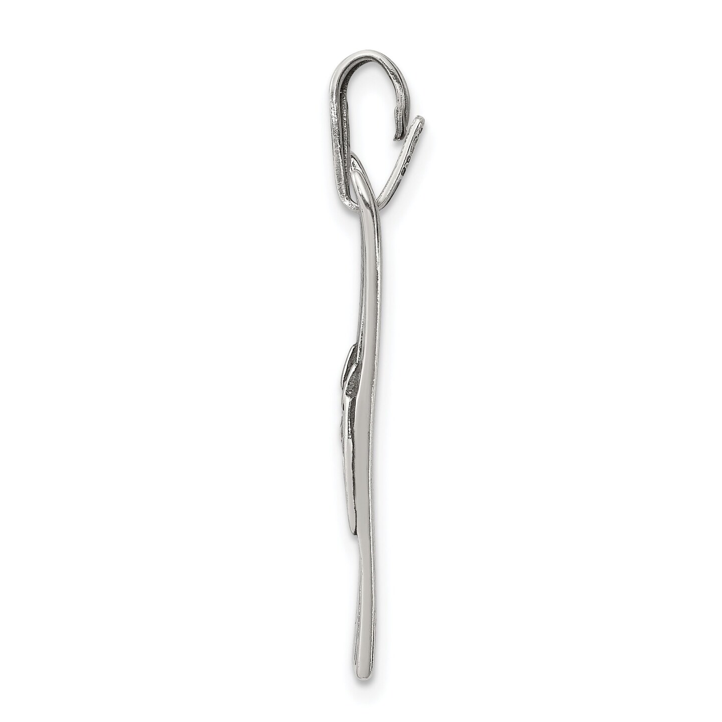 Sterling Silver Antiqued Ski's Charm Pendant Jewelry 25mm x 9mm