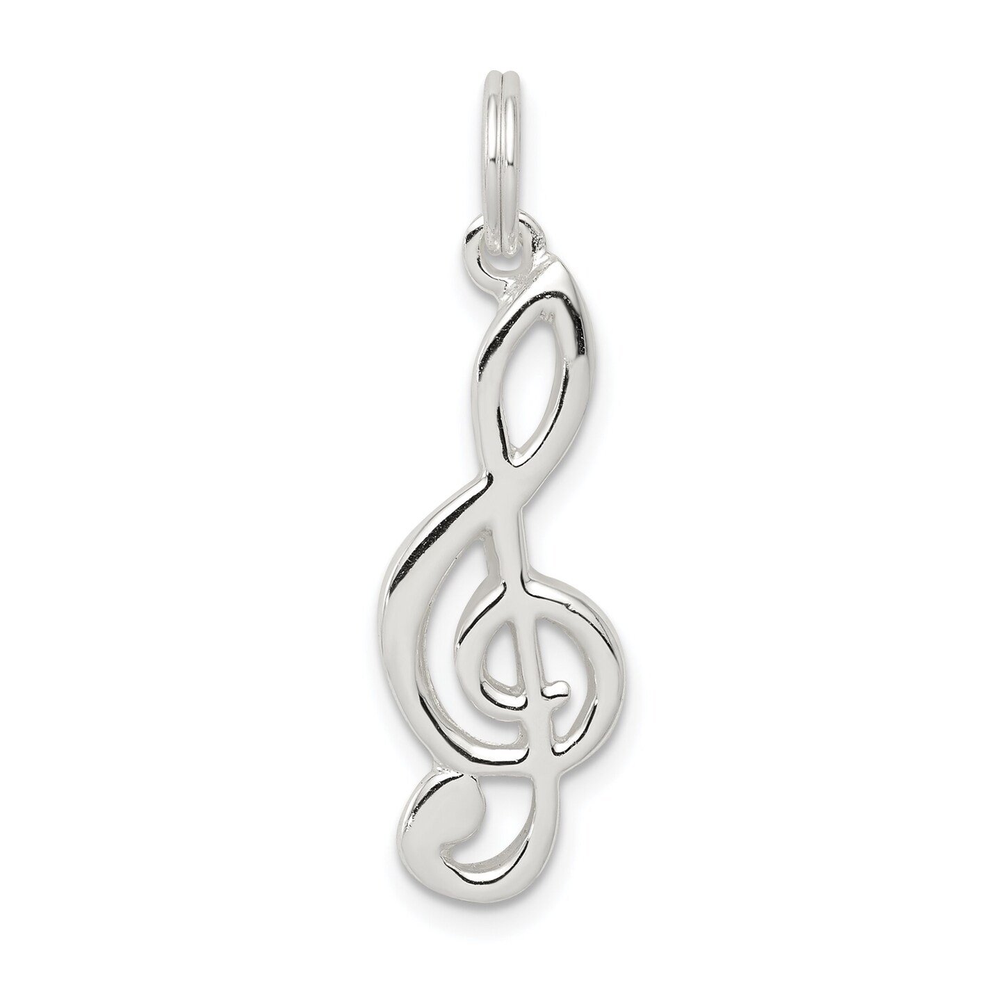 Sterling Silver Treble Clef Charm Pendant Jewelry 24mm x 10mm