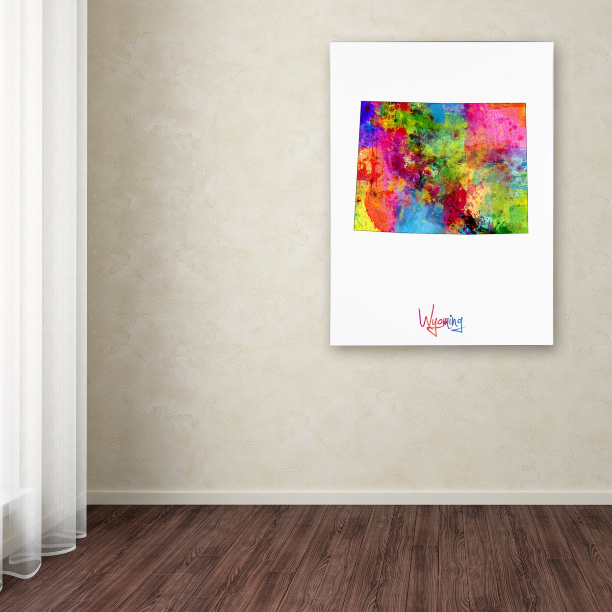 Michael Tompsett Wyoming Map Canvas Wall Art 35 X 47 Inches