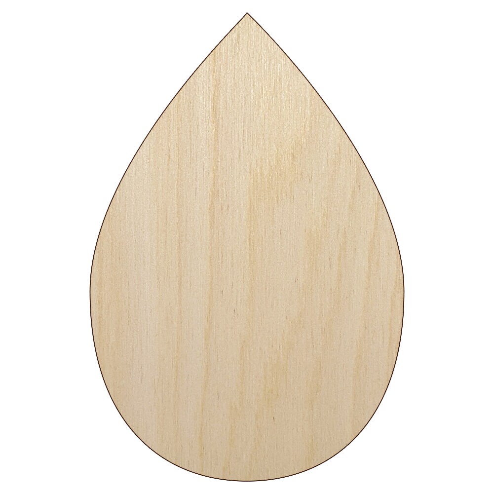 Raindrop Teardrop Water Unfinished Wood Shape Piece Cutout for DIY Craft Projects