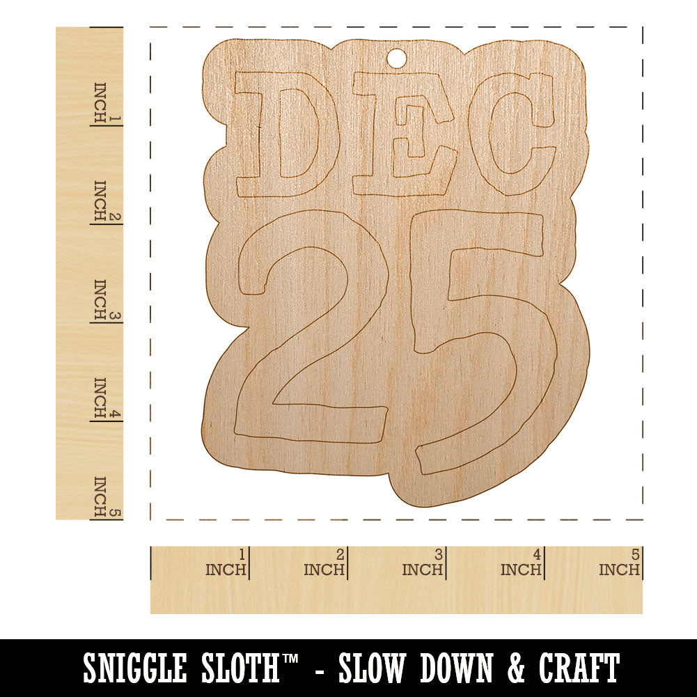 December 25 Christmas Stacked Unfinished Craft Wood Holiday Christmas Tree DIY Pre-Drilled Ornament