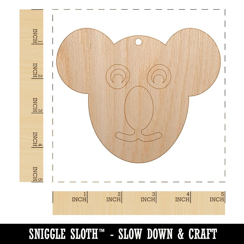 Koala Face Unfinished Craft Wood Holiday Christmas Tree DIY Pre-Drilled Ornament