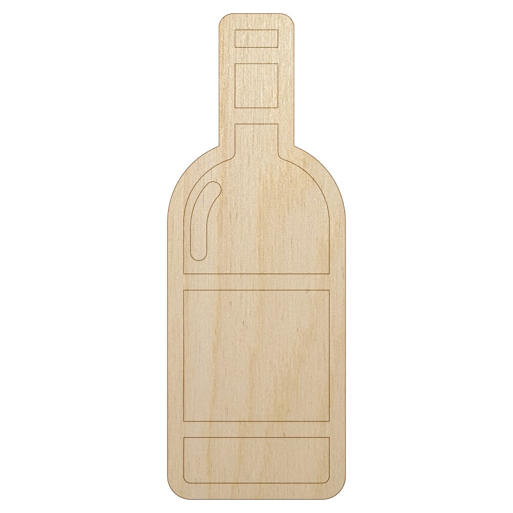 Wine Bottle Icon Unfinished Wood Shape Piece Cutout for DIY Craft Projects