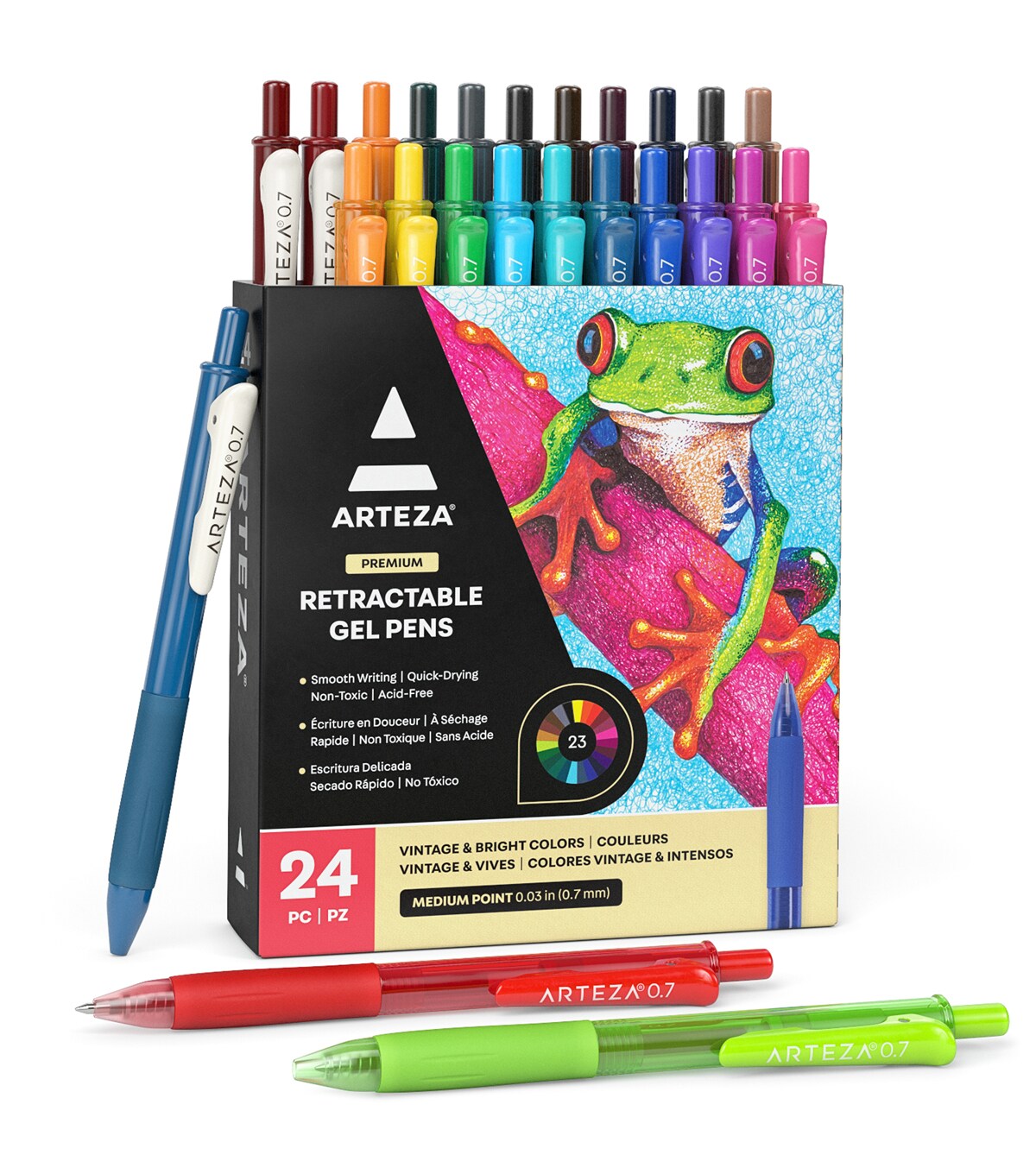 Arteza Retractable Gel Ink Colored Pens Set, Vintage Colors - Doodle, Draw,  Journal - 10 Pack