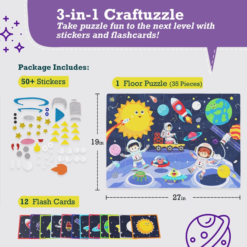 Puzzles for Kids Ages 3-5 | Make Large Puzzle + Decorate with Cool Stickers + Spot with Flash Cards | Educational Learning Toys for 3 4 5 6 Year olds&#x2026;