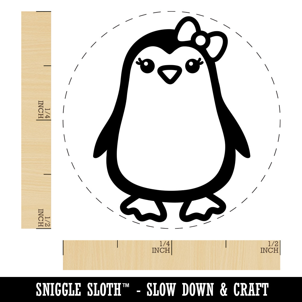 Cute Girl Penguin with Bow Self-Inking Rubber Stamp for Stamping Crafting Planners