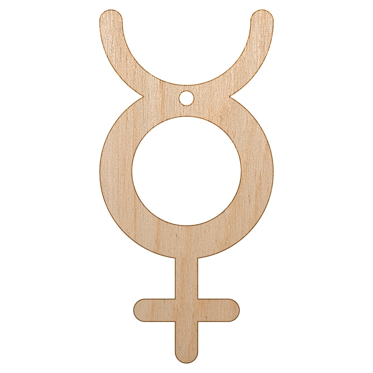 Mercury Unisex Gender Symbol Unfinished Craft Wood Holiday Christmas Tree DIY Pre-Drilled Ornament