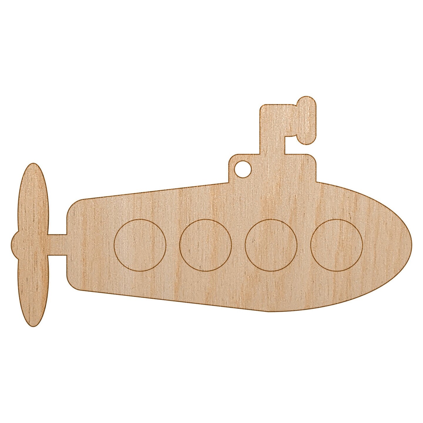 Submarine Doodle Unfinished Craft Wood Holiday Christmas Tree DIY Pre-Drilled Ornament