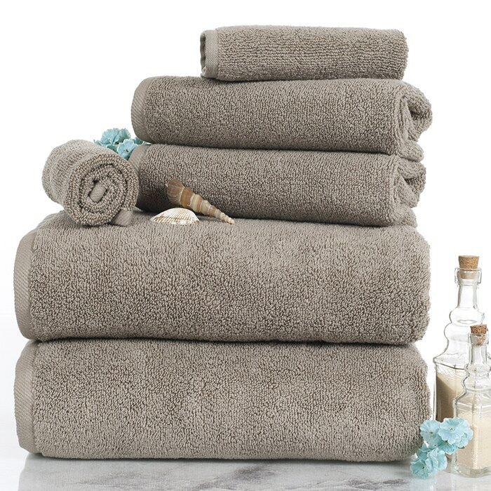 Lavish Home 100% Cotton Zero Twist Towel Set Taupe 6 Piece 625 Gsm Soft Absorbent