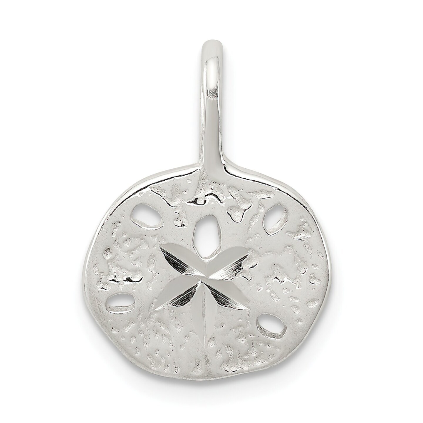Sterling Silver Sand Dollar Charm Pendant FindingKing Jewerly 19mm x 13mm